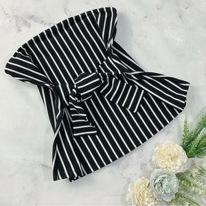 NWOT Express Black White Stripes Knit Strapless Shirt